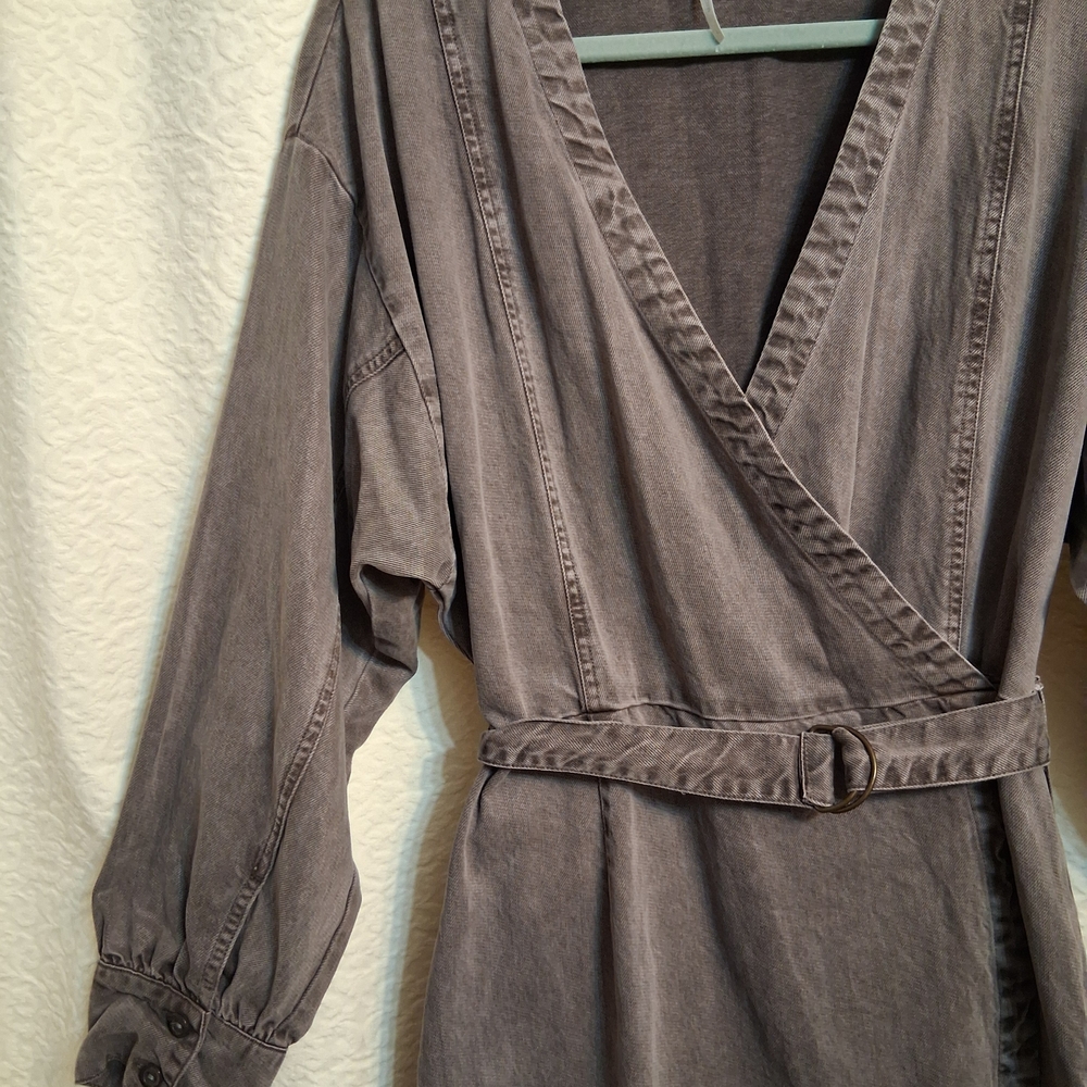 YFB Black Stonewashed Denim Wrap Dress. - Picture 2 of 8